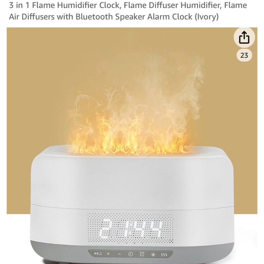 3 in 1, alarm clock, flame air humidifier, and Bluetooth speaker